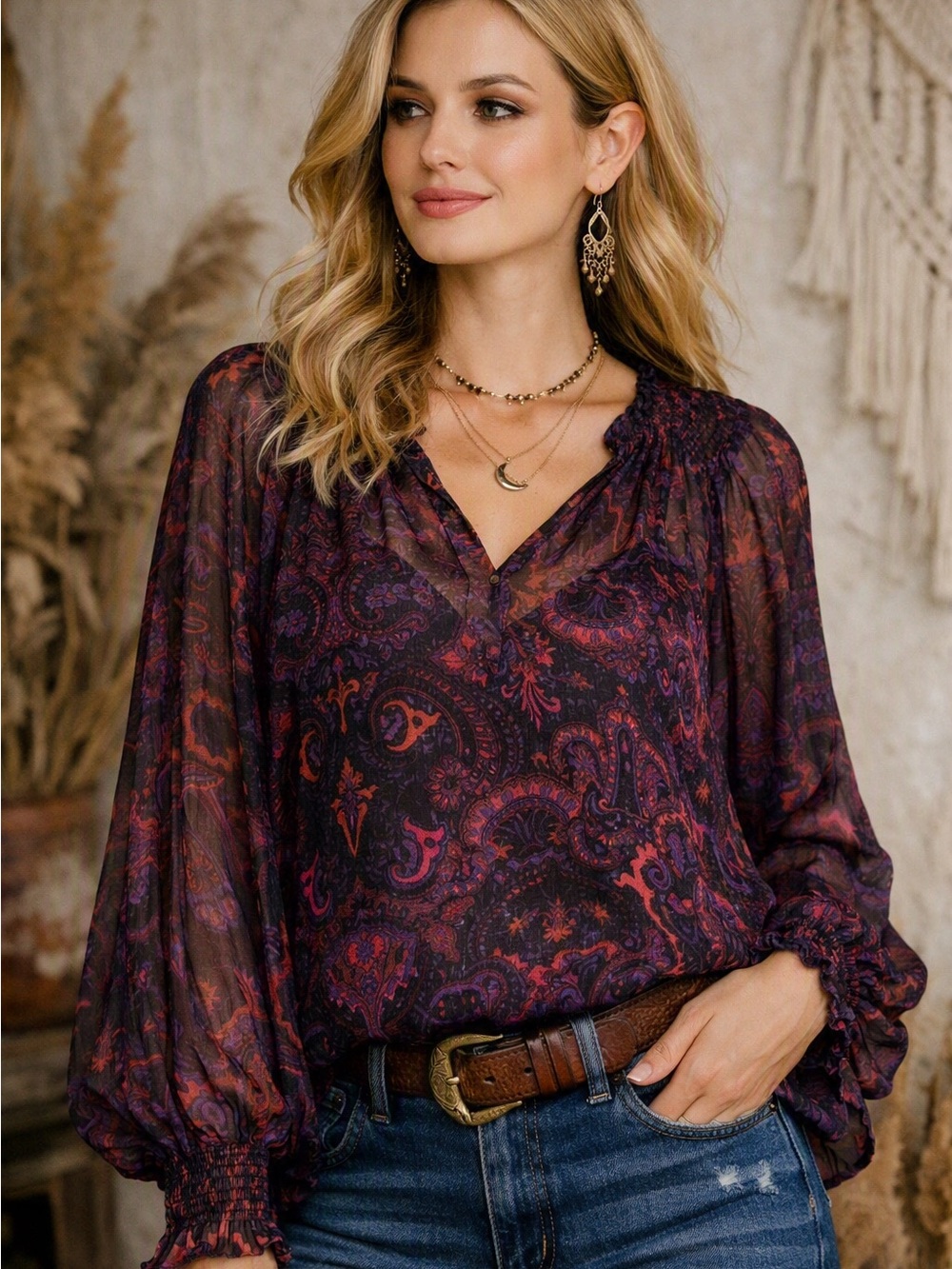 Joie 100% Silk Paisley Blouse | Made in India | Size M | Excellent Condition